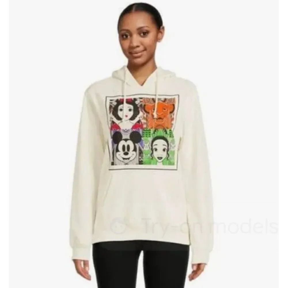 Disney 100 Celebration Women Graphic Hoodie Sweatshirt Size M (7-9)